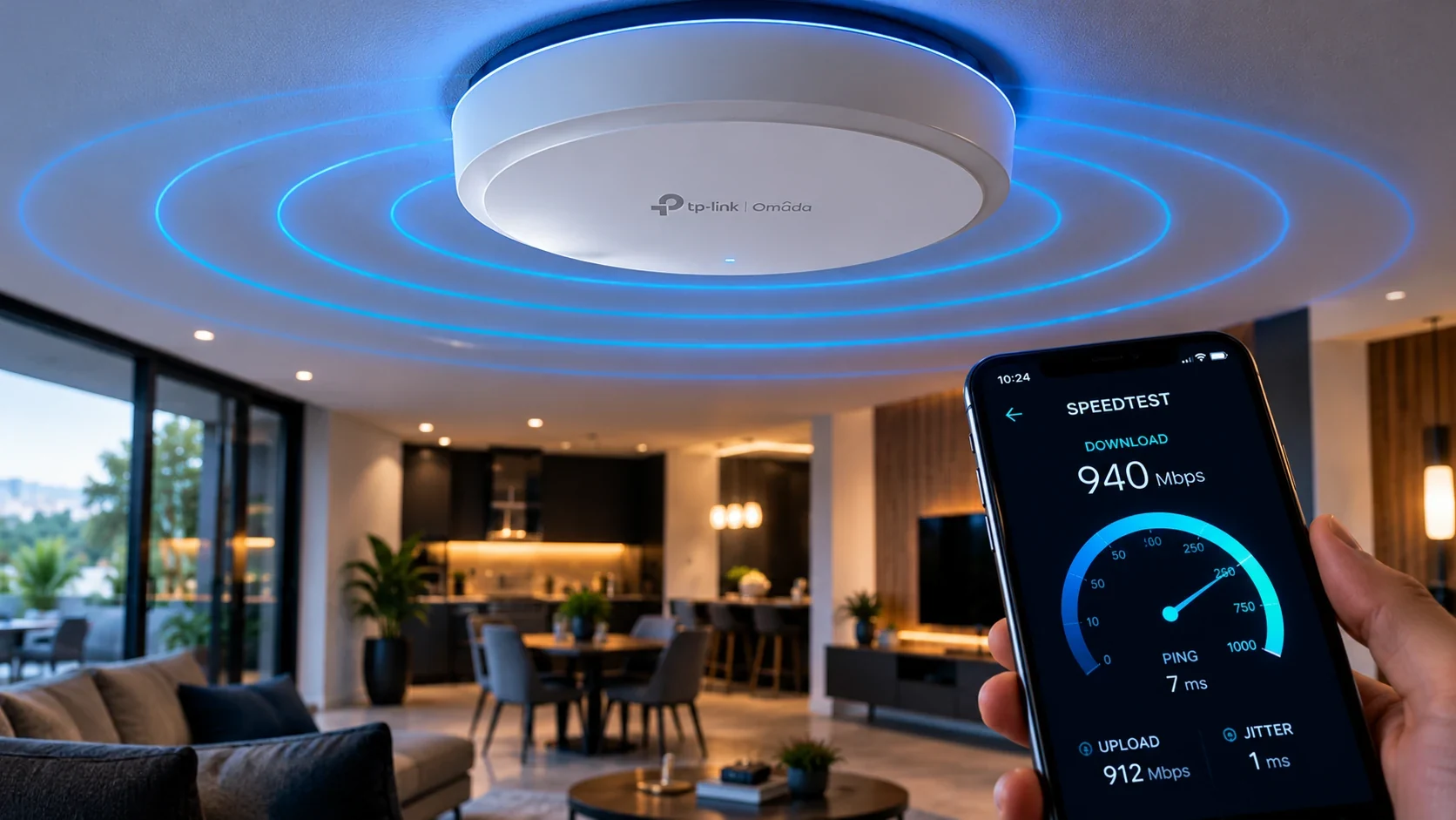 Ponto de acesso Wi-Fi instalado no teto (imagem ilustrativa)